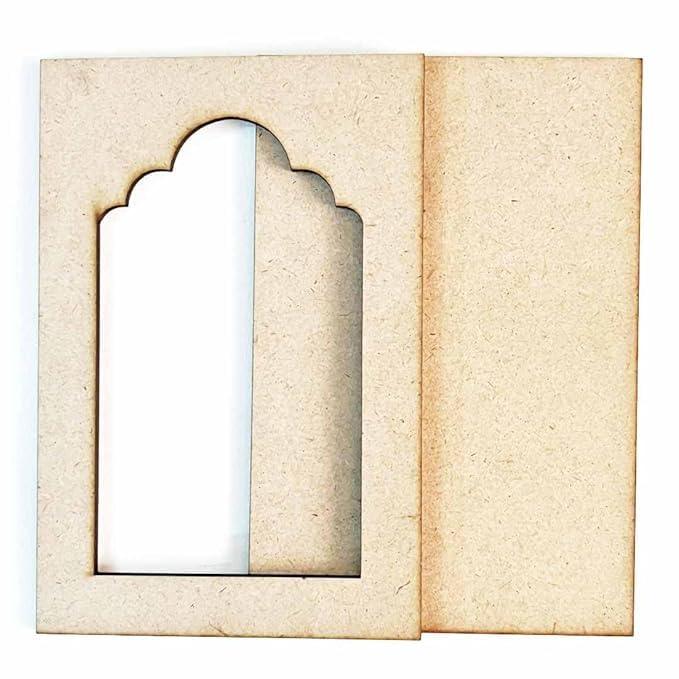 Haoser Plain MDF jharokha Cutouts for Art and Craft|Set of 2 Plain Wooden Jharokha MDF Cutouts Wall Decor Wooden Jharokha MDF Jharokha Cutout (L X H 21 X 30 CM) - Haoser