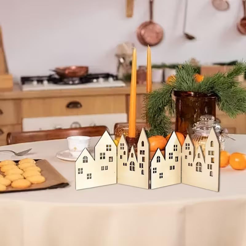 4 Pcs DIY Foldable Fairy Tale Town Building Set – European Village Christmas