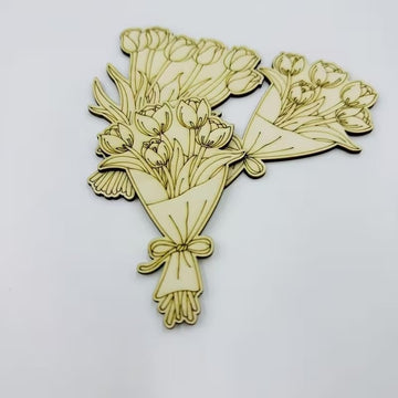 Pack of 2 Wooden Tulip DIY Craft Shapes | Decorative Ornaments | Wooden Craft Cutouts for Valentine Day Mothers Day Easter Spring Party Decoration DIY Craft...