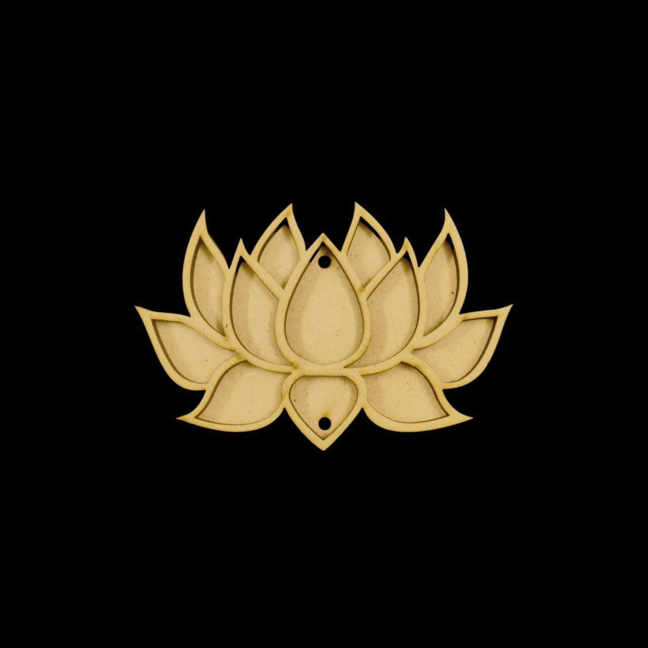 Pack of 4 Lotus Danglers | Wooden Pine MDF Festive Hanging Décor | 6 Inch | | Diwali, Mandir, Door & Wall Decoration | Traditional Craft Cutouts for Festivals