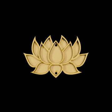 Pack of 4 Lotus Danglers | Wooden Pine MDF Festive Hanging Décor | 6 Inch | | Diwali, Mandir, Door & Wall Decoration | Traditional Craft Cutouts for Festivals