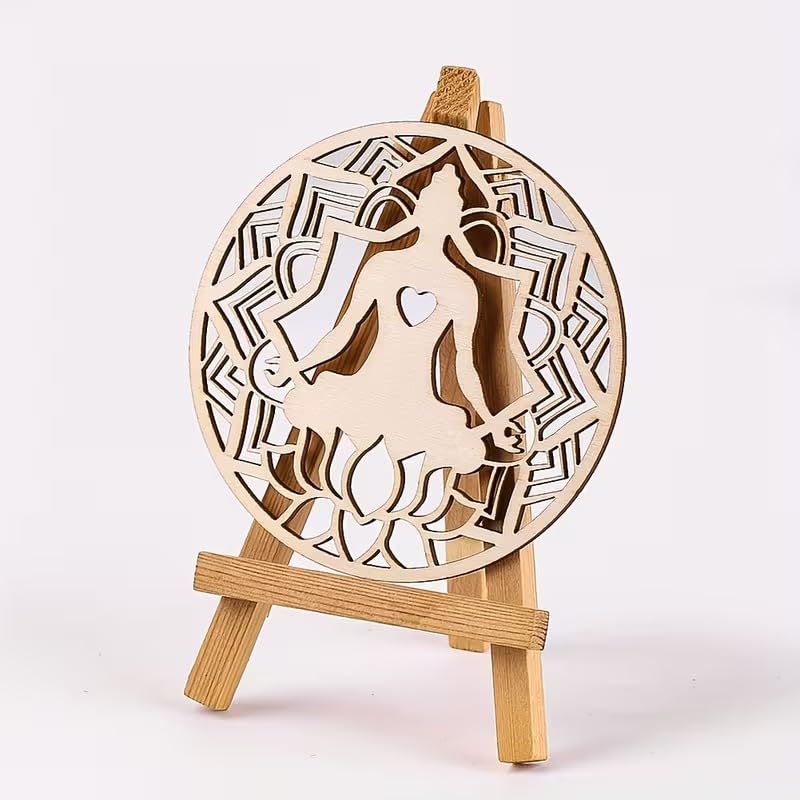 5 Pcs Seven Chakra Wooden Coasters | Laser Engraved MDF Coaster Set for Water Cups & Pots Spiritual