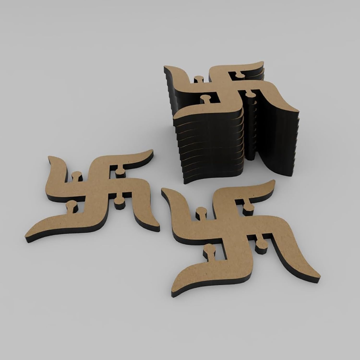 12 Pcs Wooden Swastik, Om, Lotus & Diya Cutouts for DIY Crafts – Pine MDF Shapes for Diwali Decoration, Pooja Room, Wall Hanging, Wedding & Home Festive