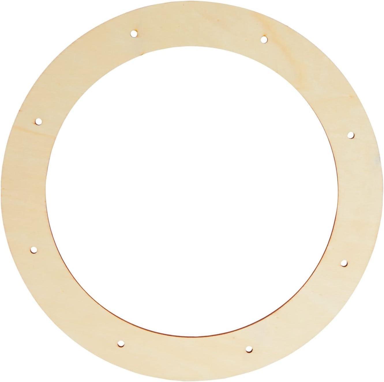 Haoser 4 Pack Wooden Wreath Ring with Pre-Cut Holes for Crafts, Home Decor, Wall Door Hanging Wreaths, Floral Hoop Garland, ooden Craft Floral Hoop Rings,0.2 Inches Thick - Haoser