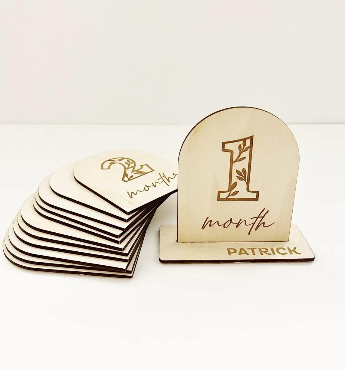 Haoser Baby Milestone Cards, Wooden Milestone Signs, Monthly Photos, Baby Shower Gift, Newborn Photo Props, Baby Monthly Milestone Markers ,Photo Posing Props - Haoser