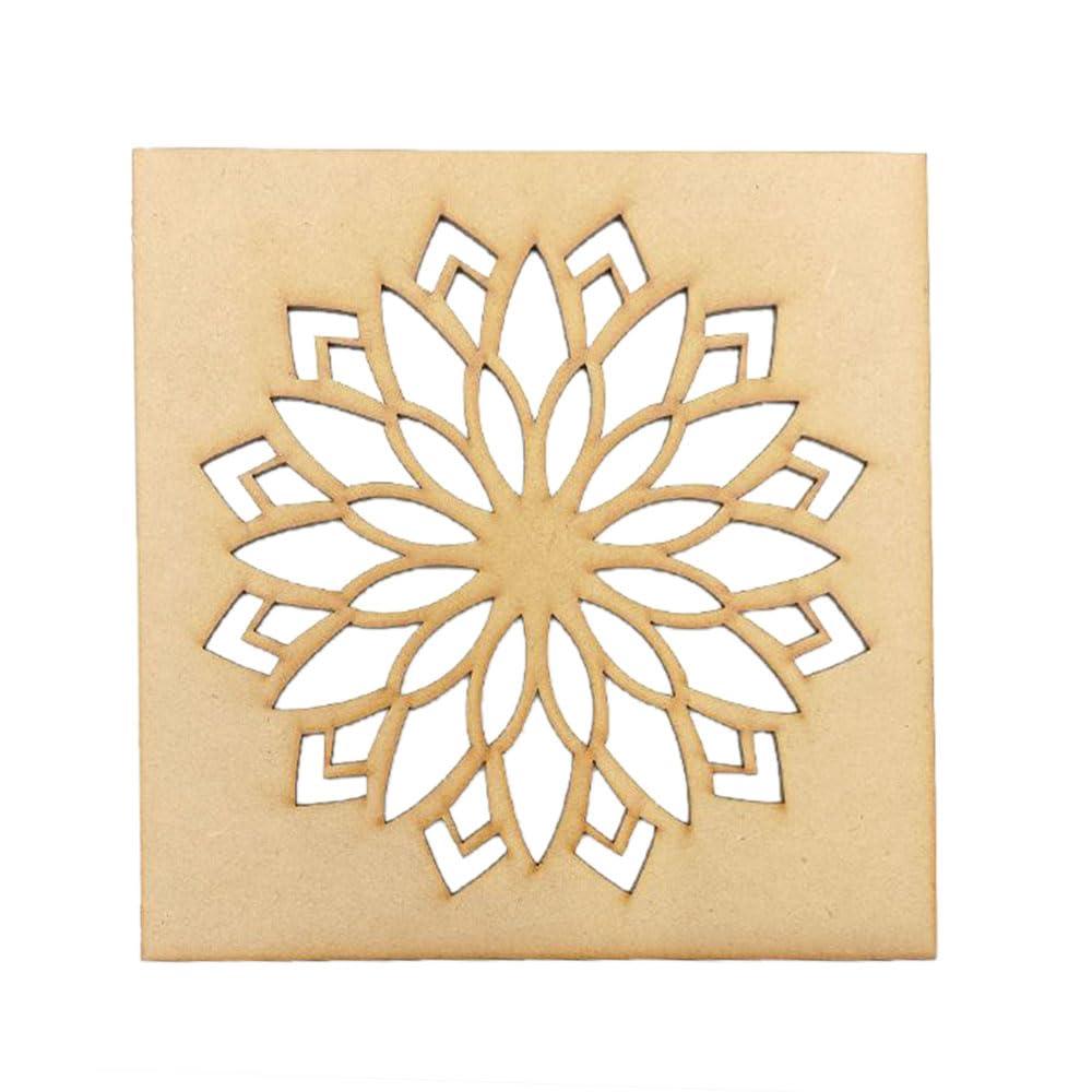 Haoser Wooden Rangoli Stencils Set for Diwali Decoration | Home Decoration (4 pcs, 8x8 inches) - Haoser