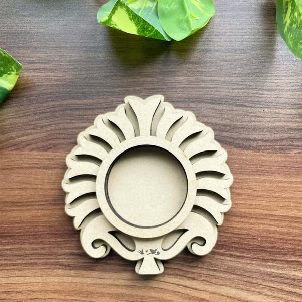 2 Pcs Wooden MDF Tea Light Holder 6x6 Inch – 3 Layered Nested Mandala Design Candle Holder for Diwali, Pooja, Home Decor