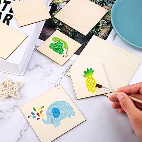 Haoser DIY Coasters - MDF Plain Wooden Coasters in Mixed Shapes - 4 in Cutouts for Painting, Set of 20 Blank Wooden MDF Coaster for Craft Painting (4 Pcs in Each Shape)- Set of 20 - Haoser