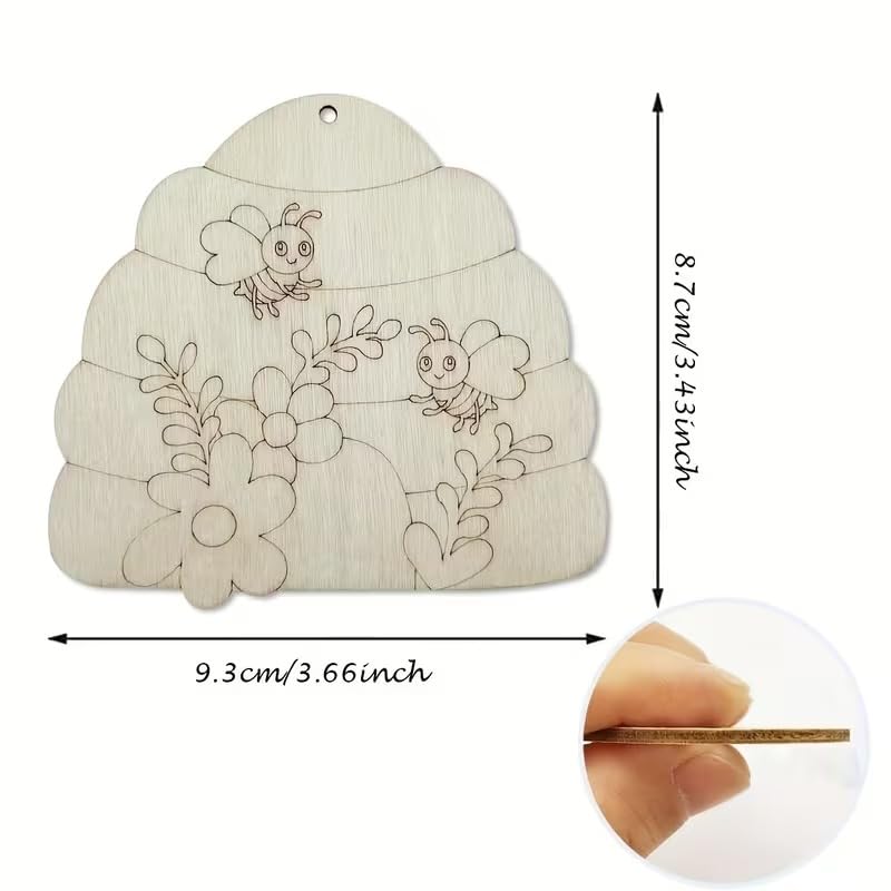 20 Pcs Beehive Wooden Cutouts – Natural Bee & Honeycomb Shapes for DIY Crafts