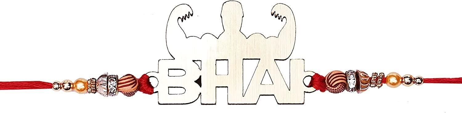 Haoser Wooden Designer Rakhi Set Of 5 Rakhi for Brother Handmade Rakhi for Kids Wooden Rakhi Gym Bhai Rakhi Raksha Bandhan spacail. - Haoser