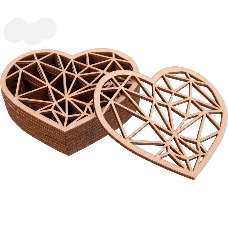 20 Pcs Wooden Heart-Shaped Coasters for Coffee & Tea | Unfinished MDF Wood Cutouts for DIY Crafts