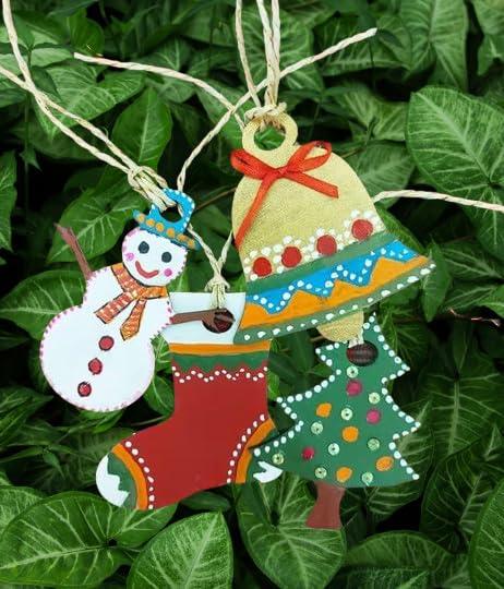 Haoser Christmas DIY MDF Cutouts Decorations/Tree Ornaments/Snowman/Bells/Socks for Christmas - Plain MDF Blanks Cutouts for Painting Wooden Sheet Craft, Decoration - Set of 16 (2 inch) - Haoser