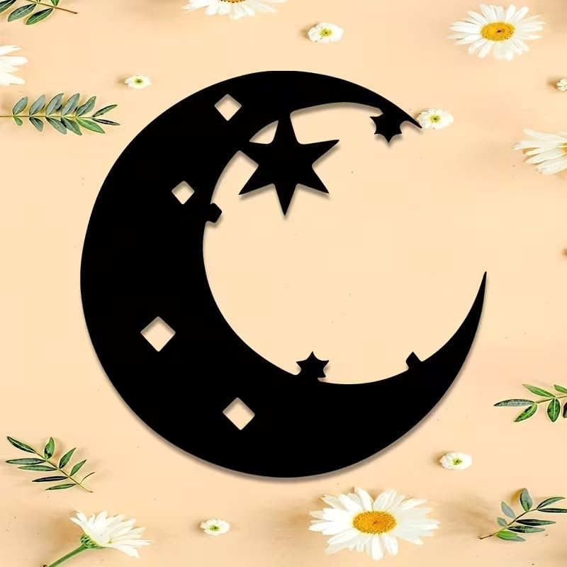 Wooden Crescent Moon and Stars Wooden Wall Decor | Wooden Islamic Wall Art