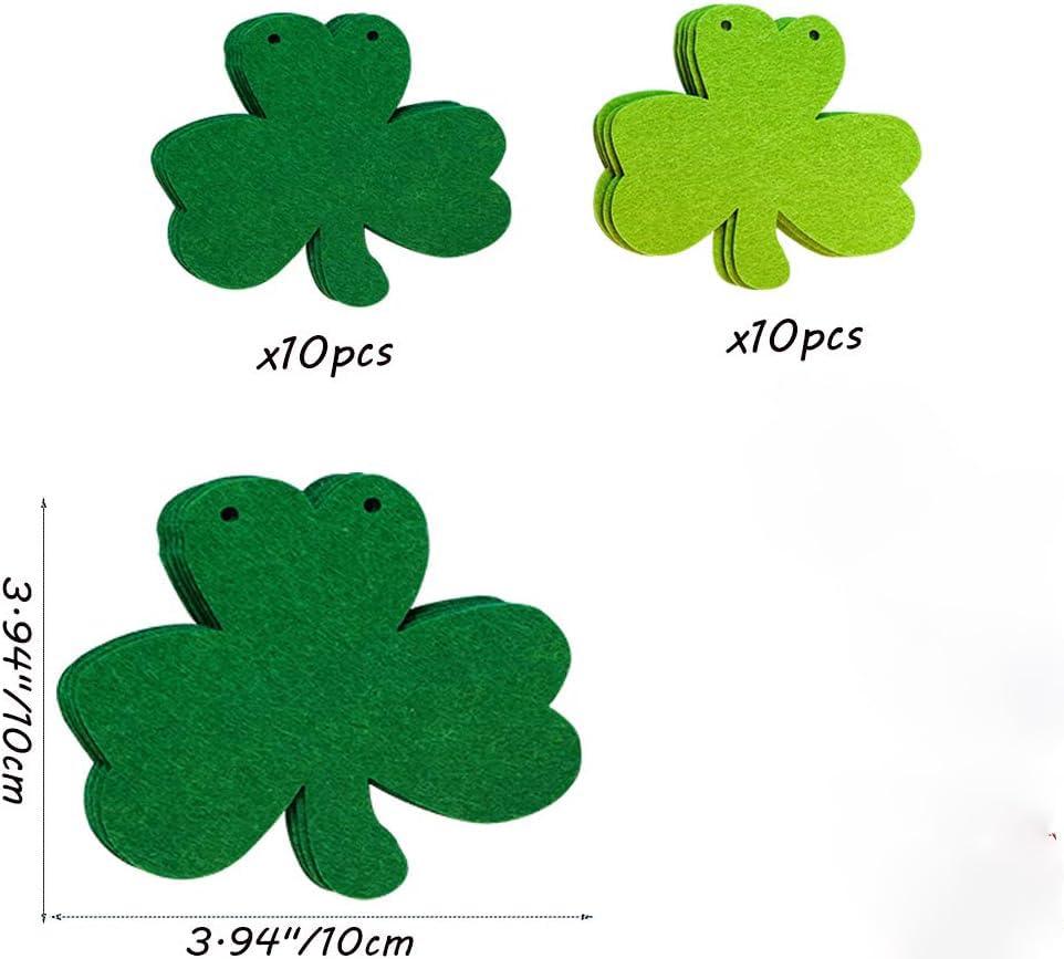 Haoser St. Patrick's Day Decorations Felt Shamrock Clover Garland Banner for St.Patrick's Day Lucky Shamrock Banner Garland for Irish Party Supplies D?cor-20 pc - Haoser