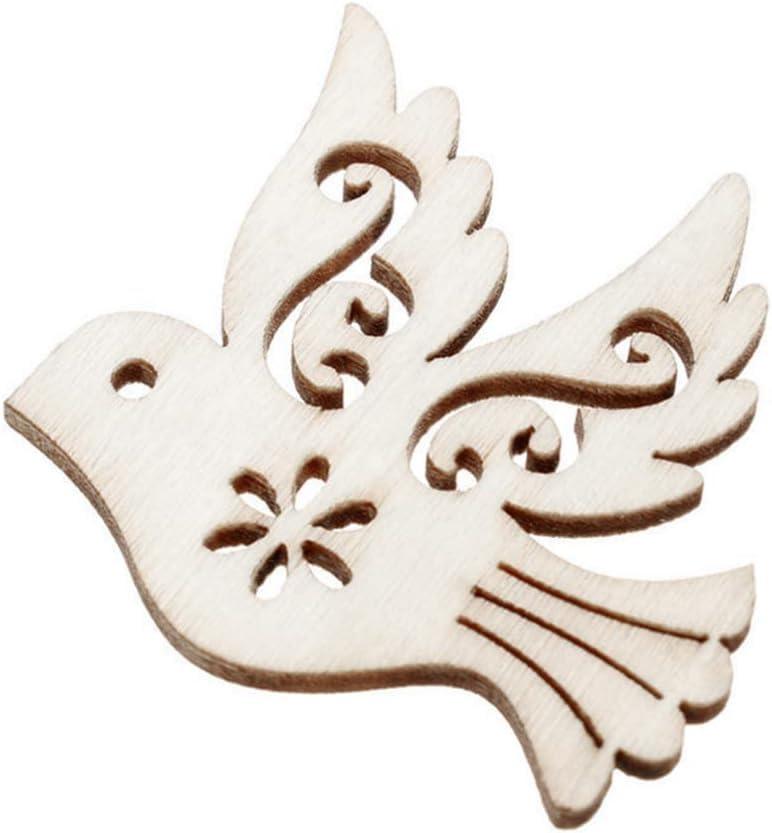 ?Haoser 20 Piececs Bird Wood DIY Crafts Cutouts Wooden Dove Shaped Hanging Ornaments,Birds Cutouts Decoration - Haoser