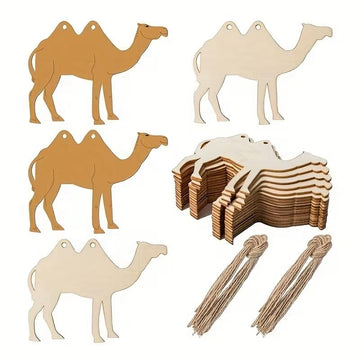 10-Pack Wooden Camel Cutouts – Unfinished Craft Shapes for DIY Projects
