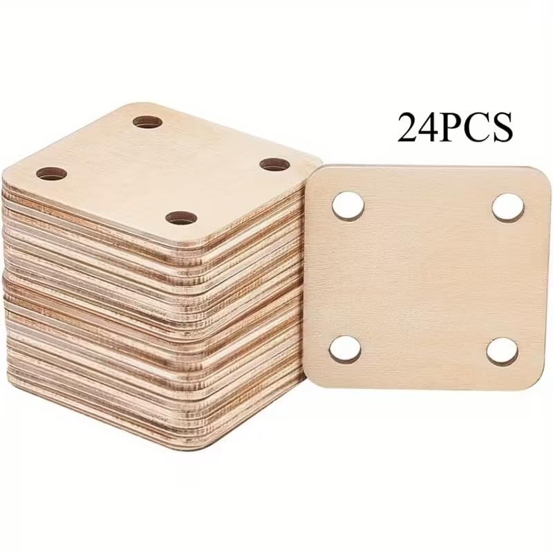 Square Weaving Cards for Tablet Weaving, Pine MDF, 24 Pcs, 1.95 x 1.95 Inch, DIY Loom Craft Supplies