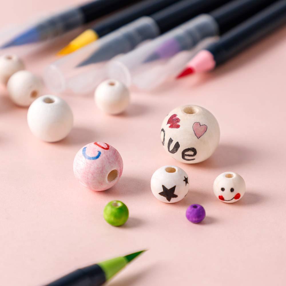 Haoser 100pcs 12 mm Natural Wood Beads Unfinished Round Wooden Loose Beads