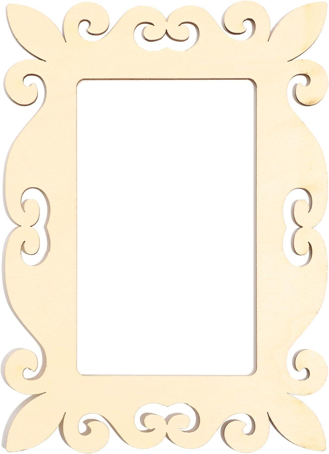 Haoser Unfinished Mini Wood Frame Cutout (5 x 7 in, 6 Pack) - Haoser