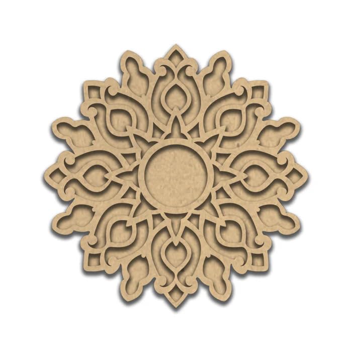 Wooden MDF Premarked Rangoli Cutout Stencils – 15 x 15 Inch Rangoli Mat for Diwali Decor