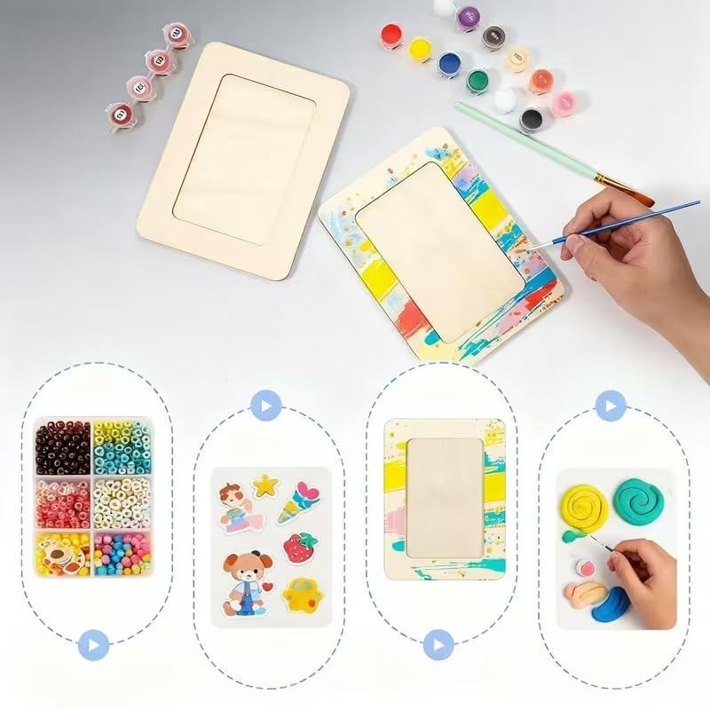 10 Pcs Hand-Painted Wooden Photo Frame Set – DIY Blank Picture Frames
