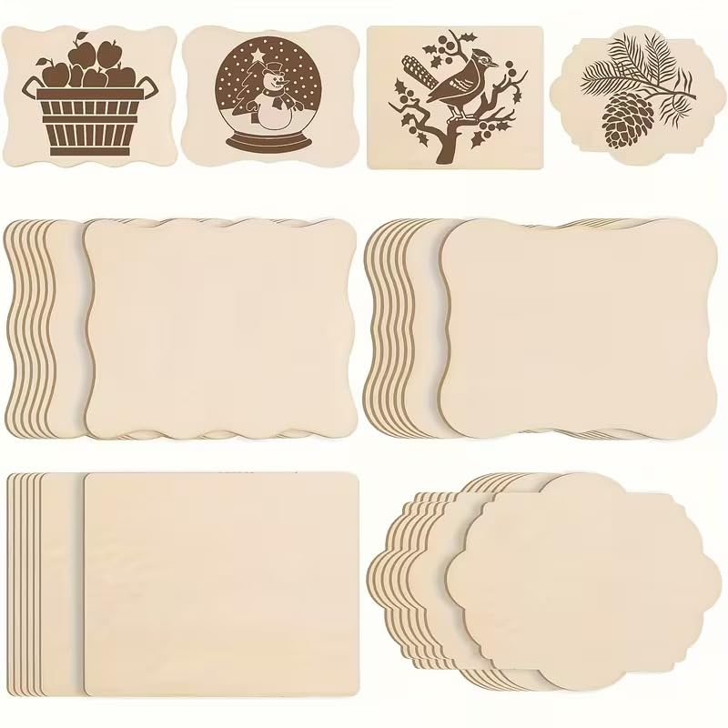 20 Pcs Wooden Cutouts for Crafts | Wooden Blanks for DIY Painting, Coasters, Home Decor, Decoration & Wood Carving | Wooden Cutouts for Crafts