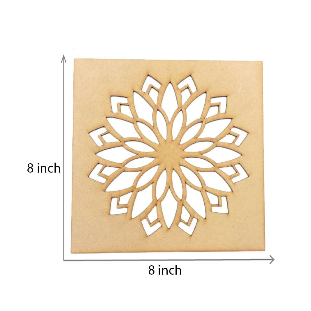 Haoser Wooden Rangoli Stencils Set for Diwali Decoration | Home Decoration (4 pcs, 8x8 inches) - Haoser