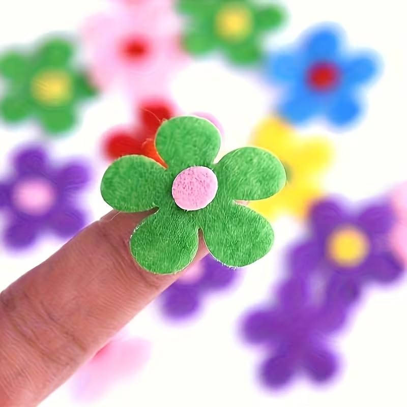 30 PCS Multicolor Felt Flower DIY Craft Kit for Kids & Adults | Small Fabric Flower