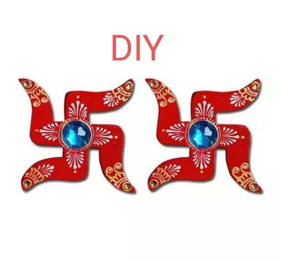 Haoser Pack 20 MDF swastik Cutout for Art and Craft, Diwali Decoration Item for Festivals,Wooden swastik Hangings Cutouts for Diwali Craft-3 Inch - Haoser