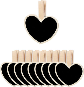 Haoser 12 Mini Retangle Chalkboard Blackboard with Wooden Clip Message Board Signs and Labels Clips - Haoser