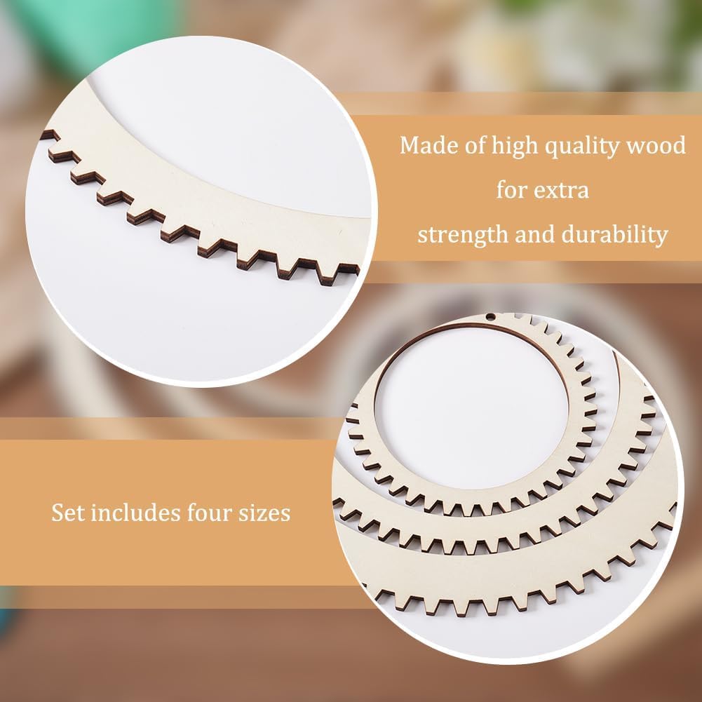 3 Sizes Wooden Weaving Loom Kit | 5/7.8/11 Inch Round Gear Shape DIY Knitting Looms for Wall Hanging Tapestry & Handmade Woven Crafts