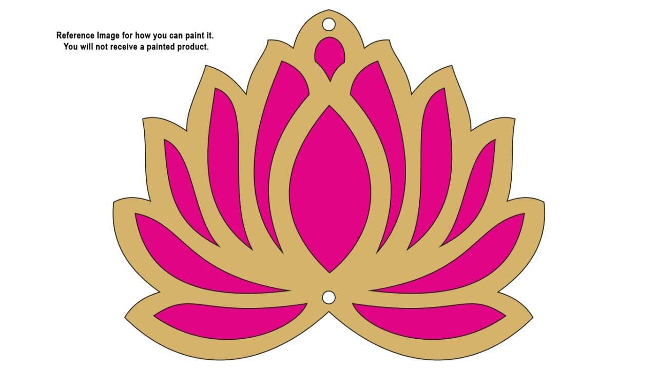 Haoser Pack of 12 MDF Pine Wood Lotus Cutouts for Art and Craft, Festival Decoration, DIY Project, and Making Rangoli| Lotus Wall Hanging cutoutl 4 Inch - Haoser