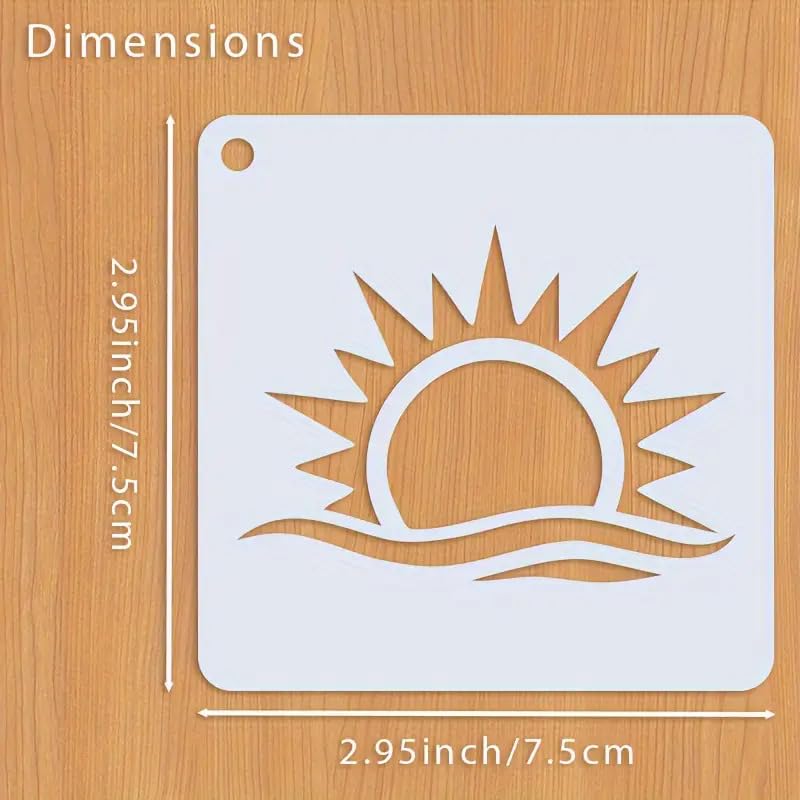 16 PCS Reusable Mixed Patterns Stencil Set – 2.95" x 2.95" PET Plastic Painting Templates for Wall, Scrapbooking, Canvas, Furniture, Rock, and DIY Crafts