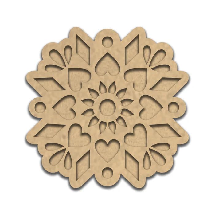 Wooden MDF Premarked Rangoli Cutout Stencils – 15 x 15 Inch Rangoli Mat for Diwali Decor