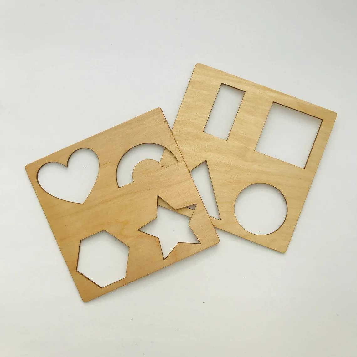Haoser Wooden Montessori Stencils Set for Kids 3 Years or 2 or 4Years Old,Montessori Pre-Writing Material (Size 5X5 in) - Haoser