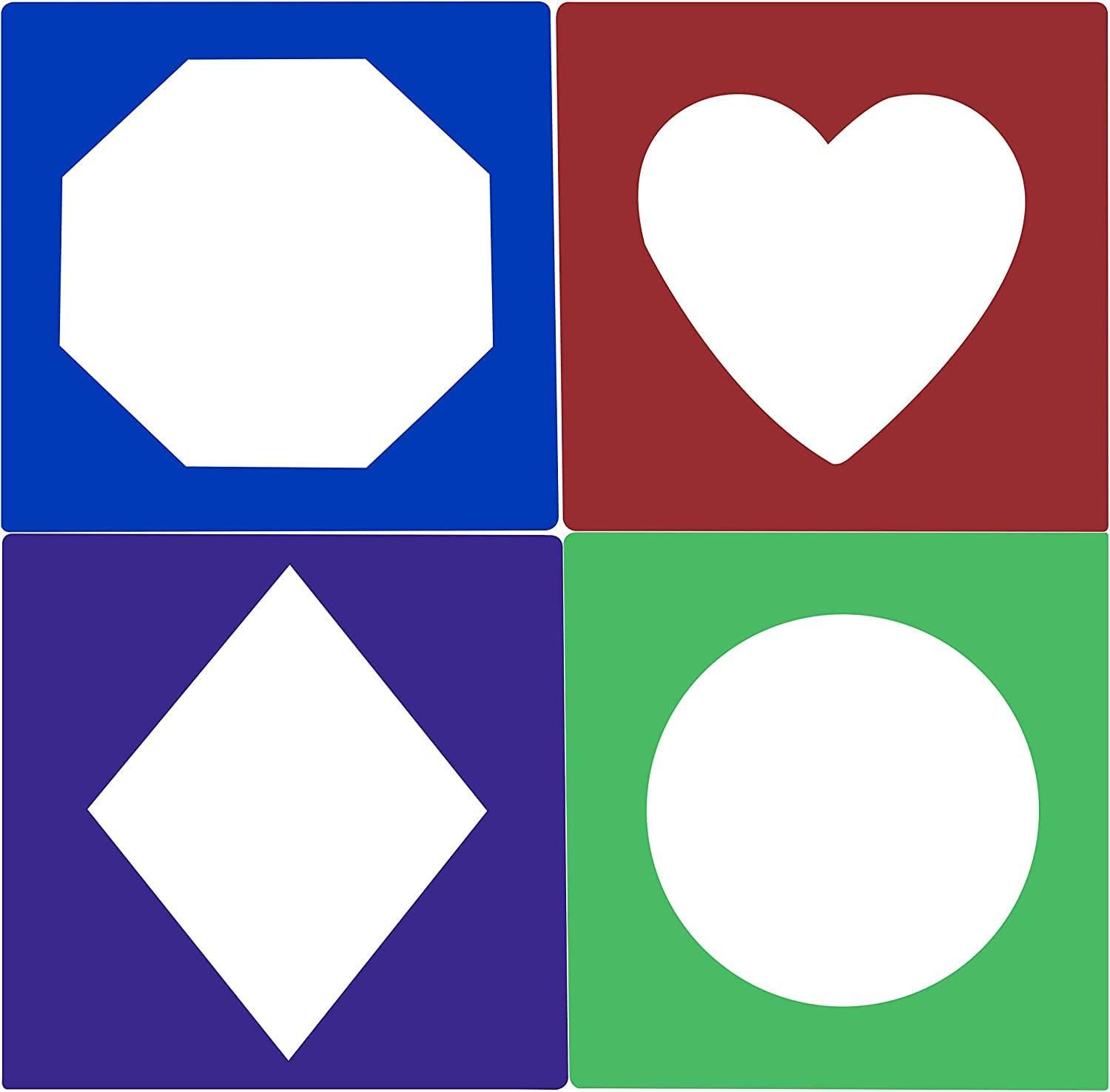 Haoser Simple Stencil Shapes - 12 Pieces,Geometric Shapes Stencils Simple Painting Stencils Triangle Round Stencils Wooden Color Drawing Templates Art Painting Templates for DIY Craft (4 in) - Haoser