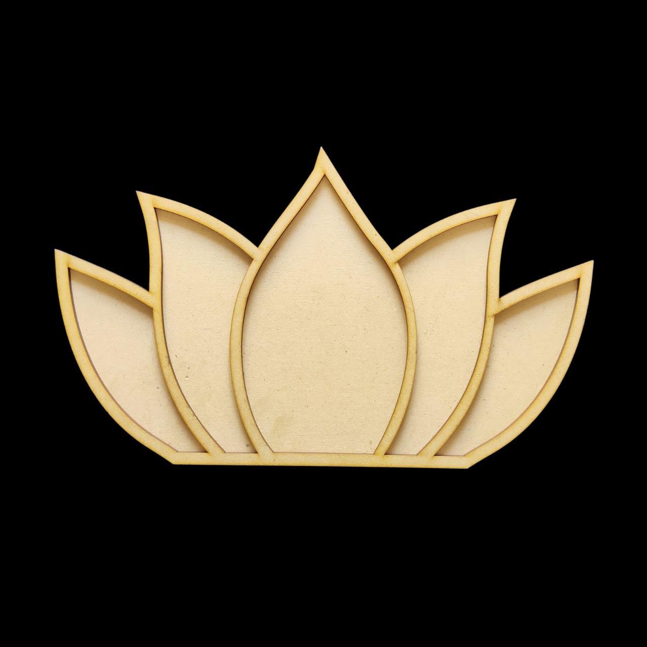 Pack of 2 Wooden Home Decor Lotus Reflection Layered Rangoli | 8 Inch MDF Festive Craft Base | Unfinished Lotus Design for DIY Painting, Diwali, Wedding & Pooja Room Decoration