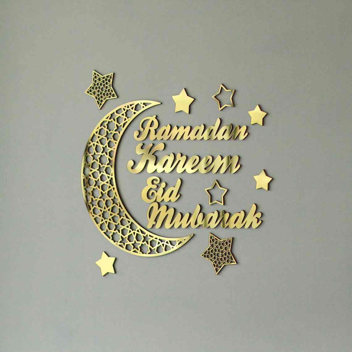 Haoser Ramadan Kareem Ramzan Mubarak Moon And Stars (gold)