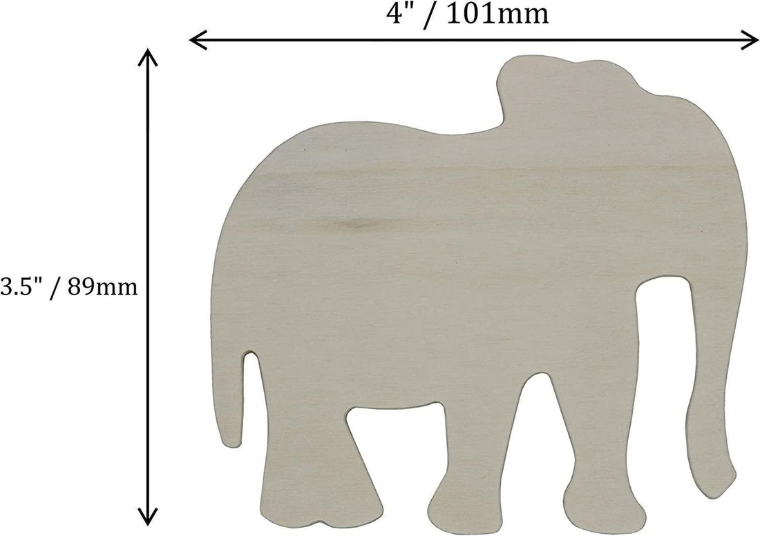 Haoser 4 Inch Unfinished Wooden Elephant Shapes, Pack of 10, Ready to Paint or Decorate,Cutout for Festivel Decorations - Haoser