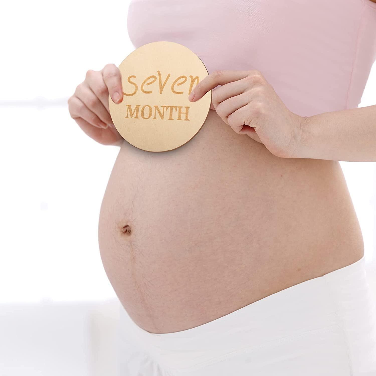 Haoser 12 PCS Wooden Baby Monthly Milestone - Milestone Photo Cards, 1-12 Months Wood Milestone Disc Set, Birth Announcement Sign for First Year Picture Props, 4 inch Diameter - Haoser