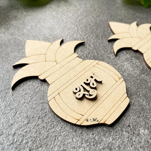 Kalash Shubh Labh Decorative Wooden MDF Cutout 3x3.5 Inches Set of 5