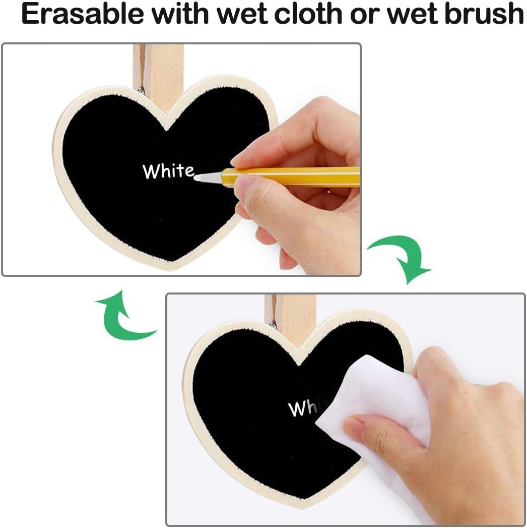 Haoser 12 Mini Retangle Chalkboard Blackboard with Wooden Clip Message Board Signs and Labels Clips - Haoser