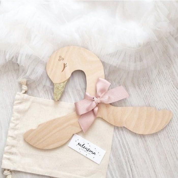 Haoser 5 Pcs Kids Wooden Hangers Kids Baby Toddler Children Wooden Hangers,for Clothes & Pants?Baby Children Wooden Hangers(Size 8.98" W x 4.76" H) - Haoser