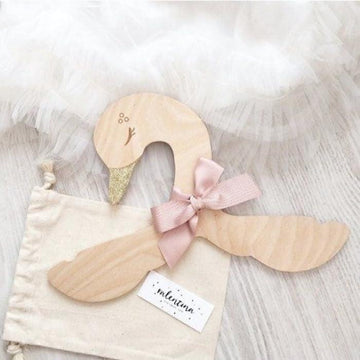 Haoser 5 Pcs Kids Wooden Hangers Kids Baby Toddler Children Wooden Hangers,for Clothes & Pants?Baby Children Wooden Hangers(Size 8.98" W x 4.76" H) - Haoser