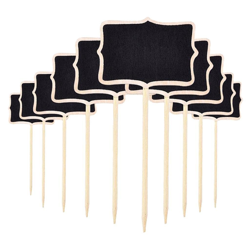 10 Pcs Wooden Chalkboard Price Tags with Stand – 7 Inch Reusable Mini Blackboard