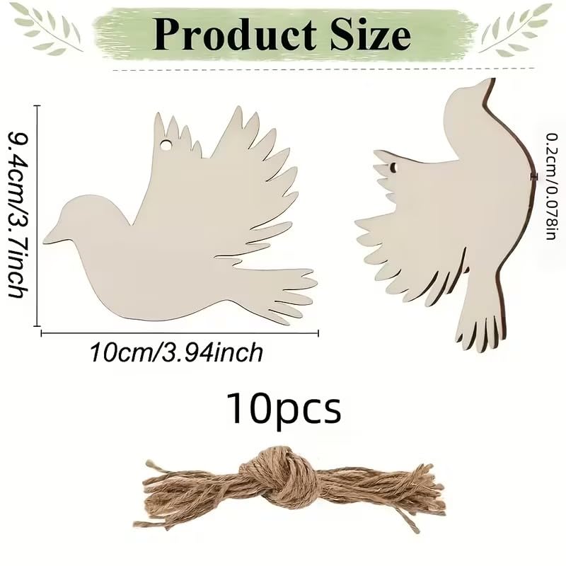 10 Pcs Pine MDF White Dove Bird Shapes for Craft DIY – Wedding Birthday Christmas Decorations