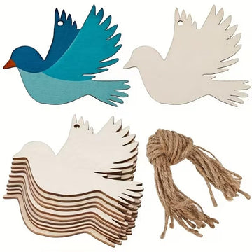10 Pcs Pine MDF White Dove Bird Shapes for Craft DIY – Wedding Birthday Christmas Decorations