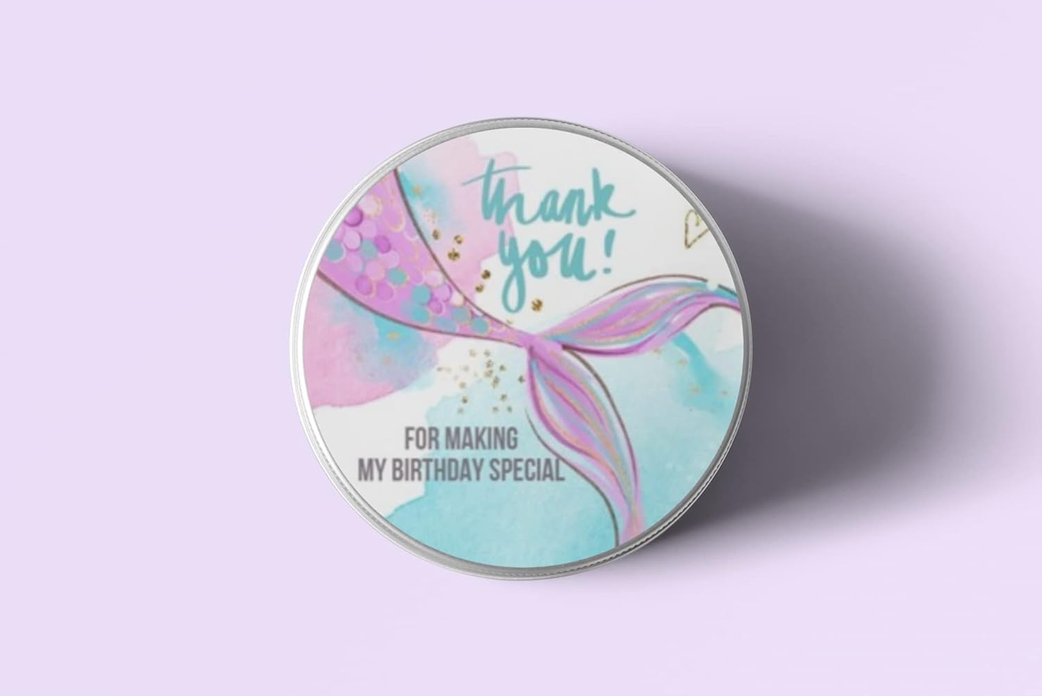 Mermaid Theme Thank You Stickers – 24 Pcs Round 6 CM Multicolour Labels for Return Gift Bags, Party Favor