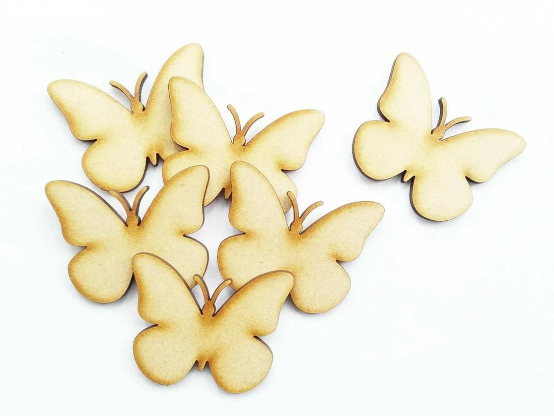Pack of 20 Wooden MDF Butterfly Shape Cutouts | 2 Inch Wooden Craft Blanks for DIY Projects | Unfinished Wood Ornament for Painting, Kids Art & Scrapbooking |