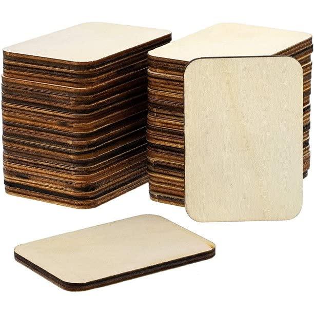 Haoser 40 Pack Unfinished Wood Rectangle Shape, Wooden Cutouts for Crafts Sign, Wall Decor, Ornaments, 3.5"x2.5" - Haoser